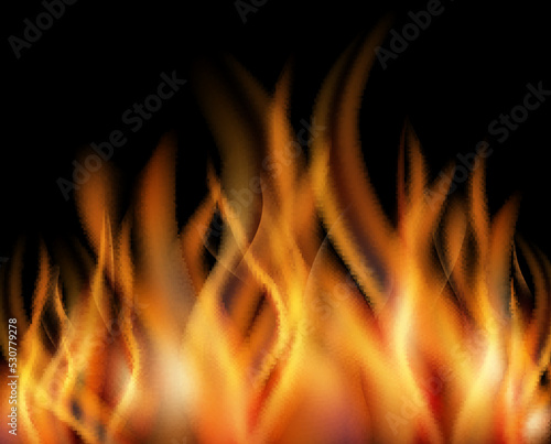 Burning flame. Realistic fire blaze. Glowing heat