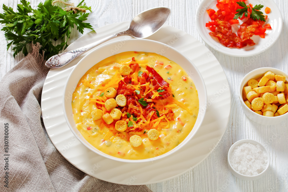 savory creamy pumpkin soup in bowl, top view savory creamy pumpkin soup in bowl, top view