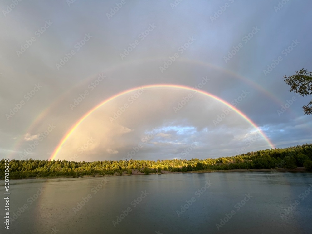 rainbow over the lake rainbow over the lake