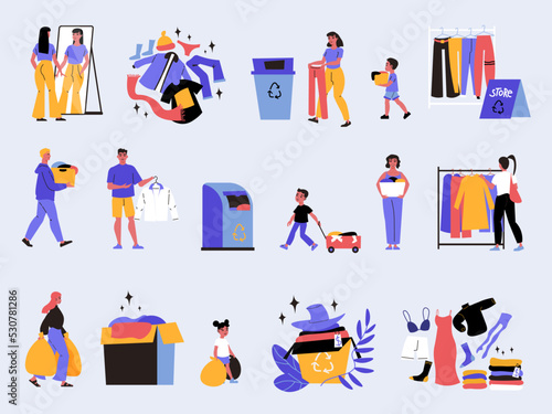 Clothes Recycling Icons Color Set