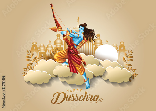 Happy Dussehra festival of India. of Lord Rama killing Ravana. vector illustration design photo