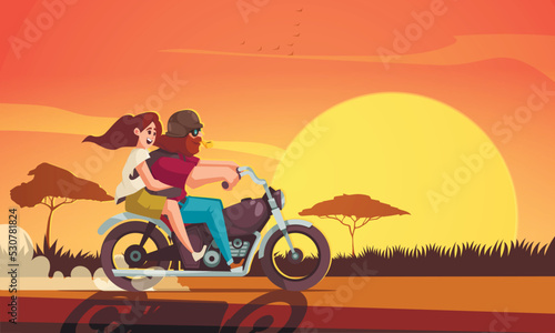 Biker and Girl Scene