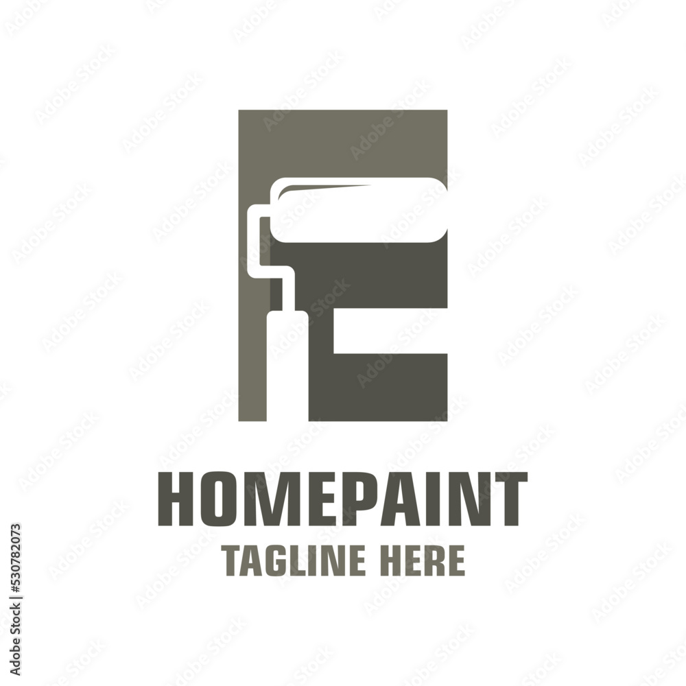 Obraz premium Letter E House Painting Logo Design Template Inspiration, Vector Illustration.