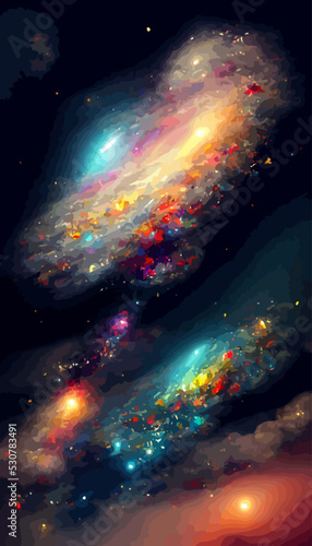 Vászonkép colorful nebular galaxy stars and clouds as universe
