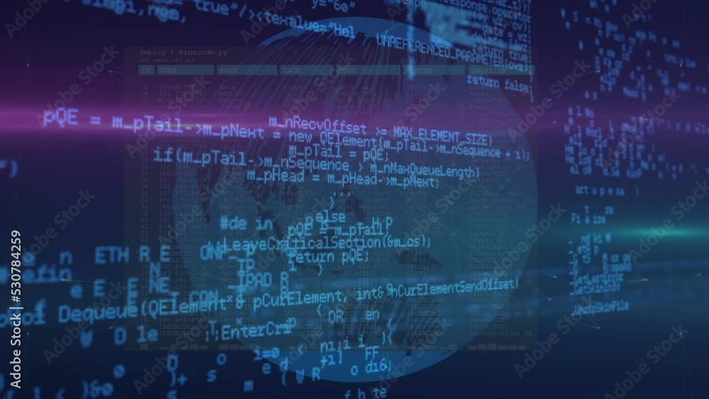 Animation of data processing over globe Animation of data processing over globe
