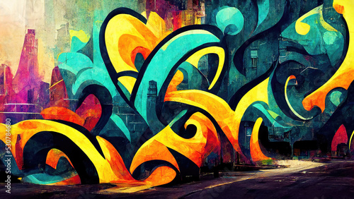 Colorful graffiti wallpaper texture as background illustration photo