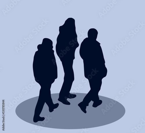 men group on a winter night street