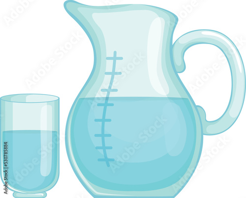 Water pitcher cartoon icon. Clean drinking liquid