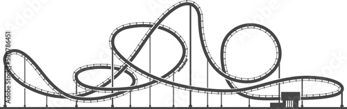 Amusement park railroad track icon. Roller coaster ride