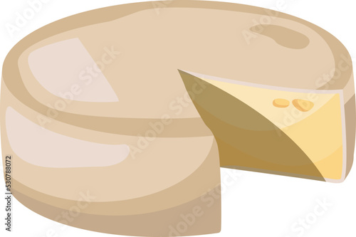 Cutted cheese wheel icon. Cartoon hard head