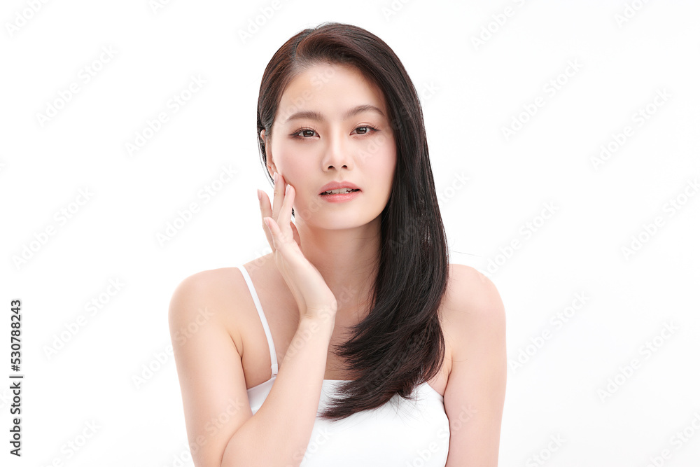 Beautiful young asian woman with clean fresh skin on white background, Face care, Facial treatment, Cosmetology, beauty and spa, Asian women portrait. Beautiful young asian woman with clean fresh skin on white background, Face care, Facial treatment, Cosmetology, beauty and spa, Asian women portrait.