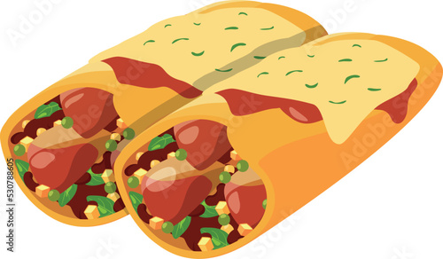 Burrito cartoon icon. Tasty roll. Mexican cuisine
