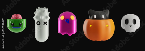 A set of cute Halloween monsters