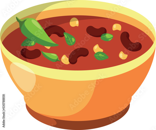 Bean chili soup icon. Cartoon spicy mexican food