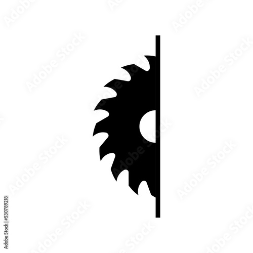 A circular saw blade. Vector logo and icon with half sawblade. Isolated illustration on white background. 
