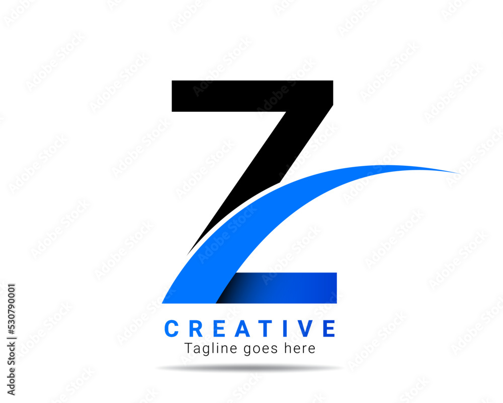 Abstract initial blue color Z letter alphabet logo. Z letter logo for company brand identity, travel, logistic, business logo template Abstract initial blue color Z letter alphabet logo. Z letter logo for company brand identity, travel, logistic, business logo template