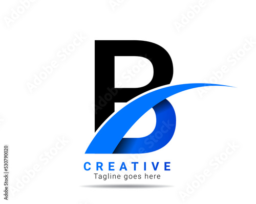 Abstract initial blue color B letter alphabet logo. B letter logo for company brand identity, travel, logistic, business logo template