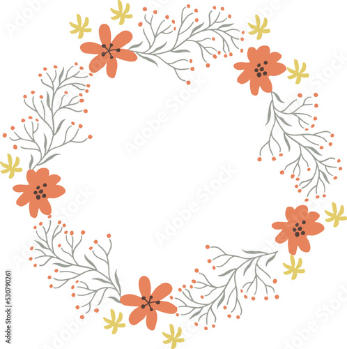 Botanical frame circle. Round floral ornament print