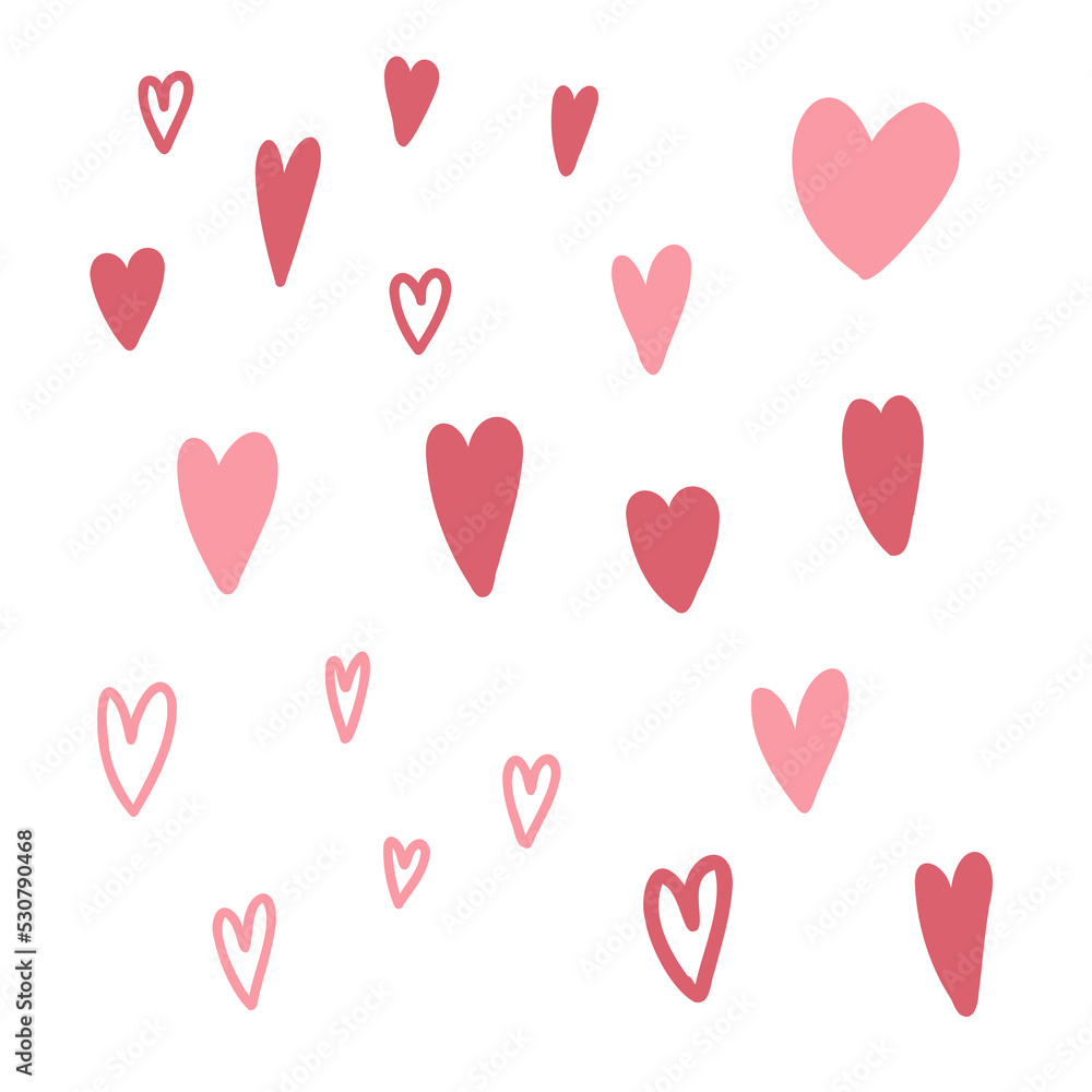 Hand drawn hearts, doodle red and pink love heart collection. Vector illustration for prints, wrapping paper, fabric, cards, posters, stickers, banners Hand drawn hearts, doodle red and pink love heart collection. Vector illustration for prints, wrapping paper, fabric, cards, posters, stickers, banners