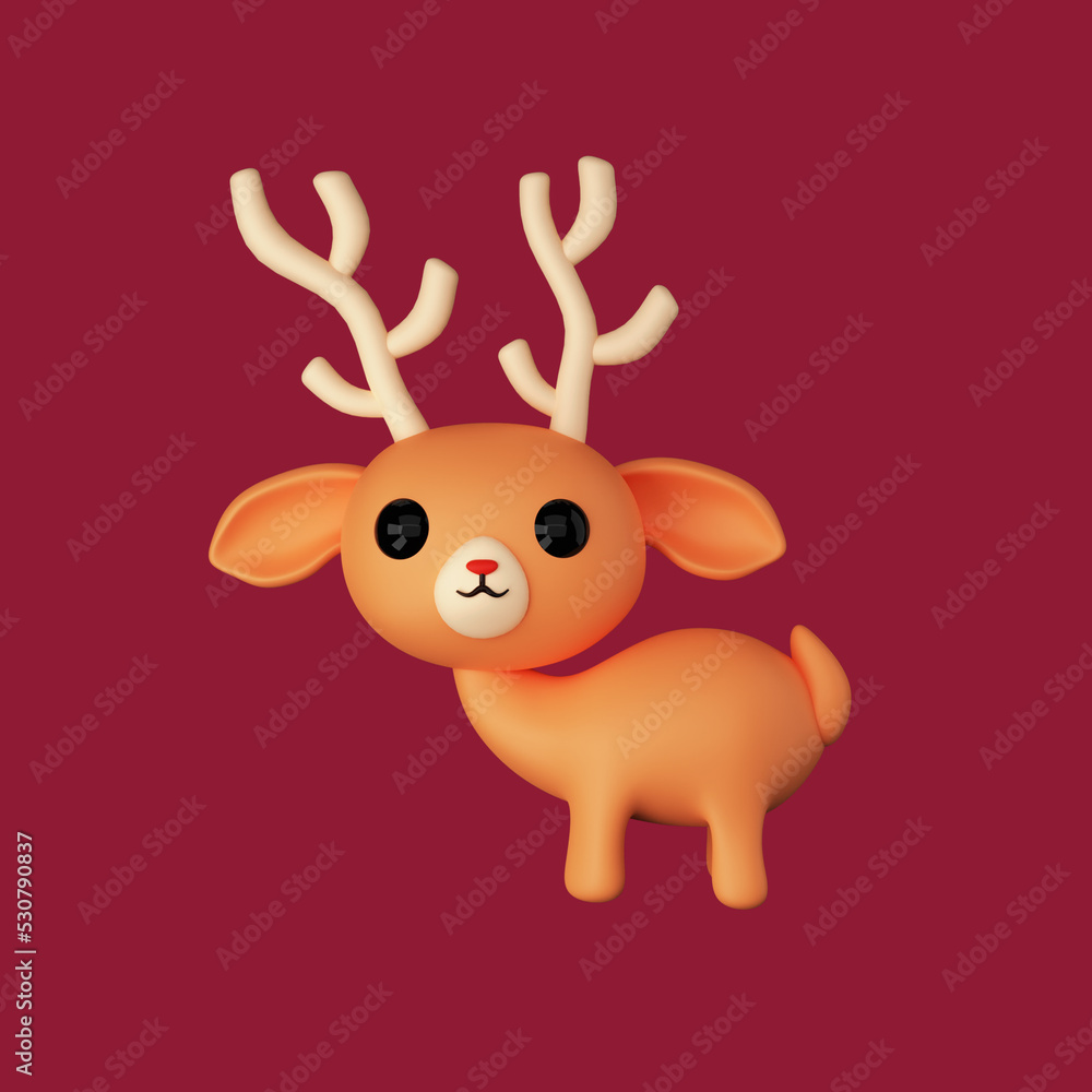 3D Render Of Cute Reindeer for Merry Christmas Celebrations. 3D Render Of Cute Reindeer for Merry Christmas Celebrations.