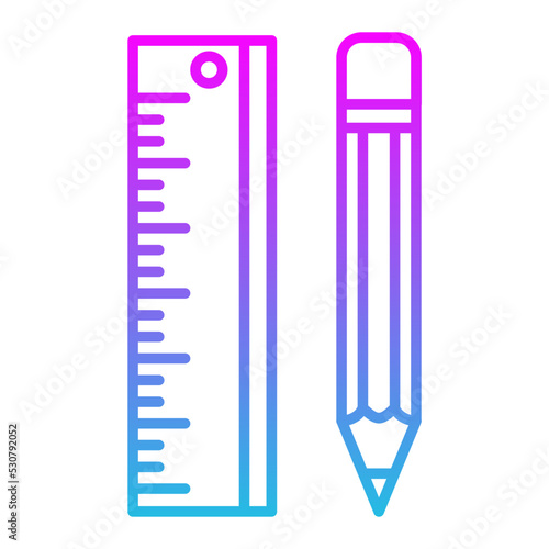 Ruler And Pencil Line Gradient Icon