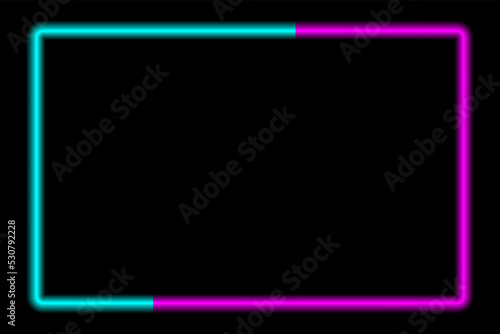 Neon glowing elements on a dark background.