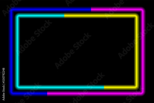 Neon glowing elements on a dark background.
