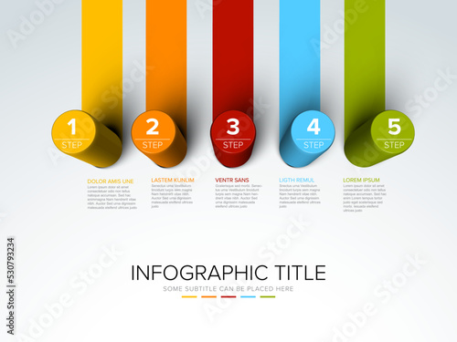 Minimalistic five steps template with cylindric circle steps