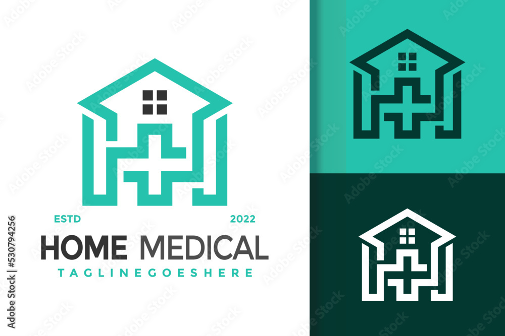 Home Medical Cross Logo Design, brand identity logos vector, modern logo, Logo Designs Vector Illustration Template