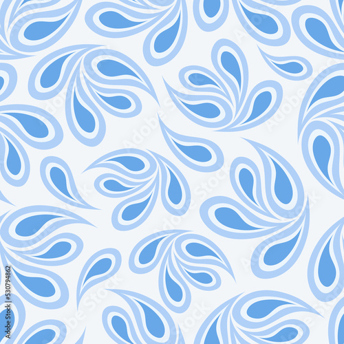 seamless pattern on a blue background blue ornament in the form of drops. vector 