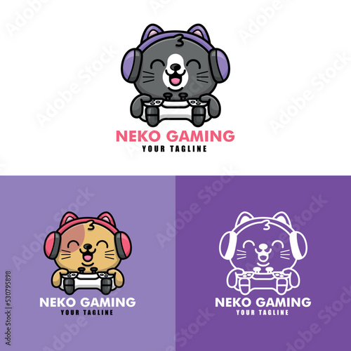 CUTE GAMER CAT LOGO COLLECTION SET