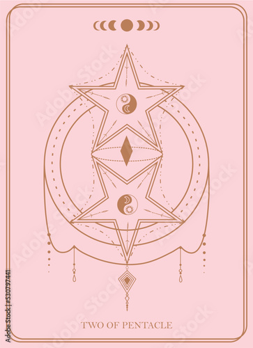 Tarot Card Minimalist Vector Illustration, The Pentacle