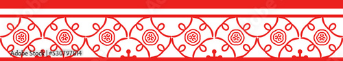 Red Chinese style tracery traditional pattern border frame