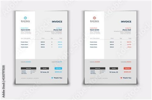 Creative Invoice Vector Template Design