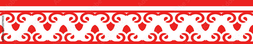 Fototapeta premium Red Chinese style tracery traditional pattern border frame