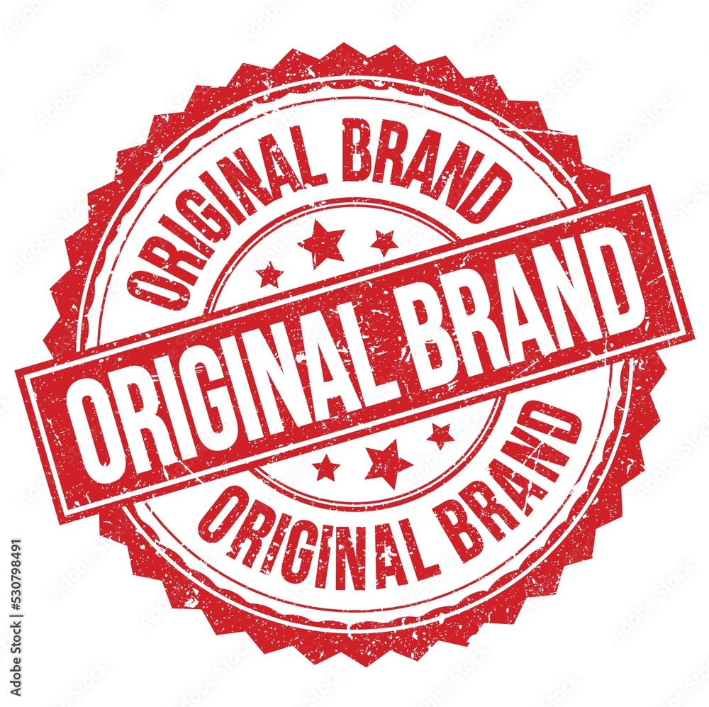 ORIGINAL BRAND text on red round stamp sign ORIGINAL BRAND text on red round stamp sign