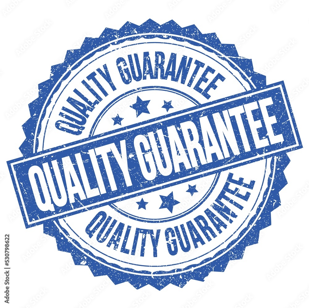 Fototapeta premium QUALITY GUARANTEE text on blue round stamp sign