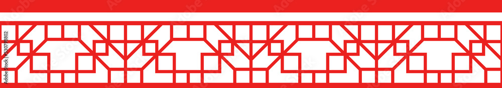 Obraz premium Red Chinese style tracery traditional pattern border frame