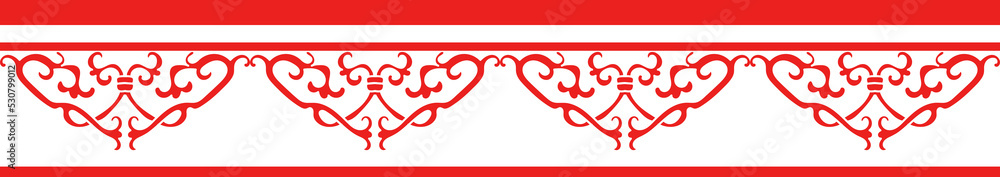 Fototapeta premium Red Chinese style tracery traditional pattern border frame