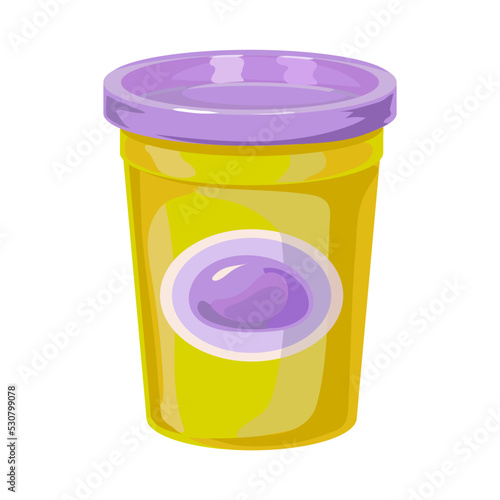 Yellow box with plasticine, plastic cup with lid photo