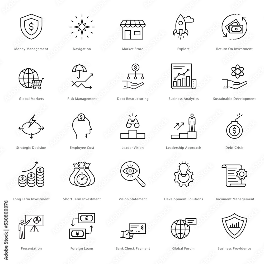 Banking and Finance Line Vector Icons 

