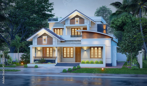 Photographie 3d illustration of a newly built luxury home