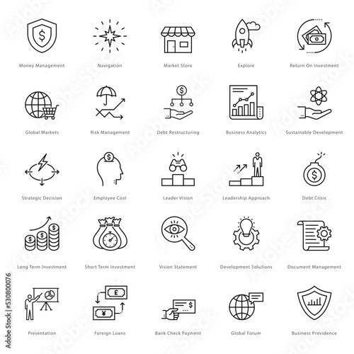 Banking and Finance Line Vector Icons  