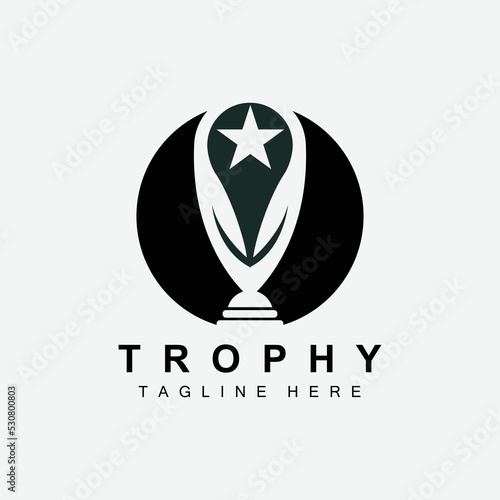 Trophy Logo Design, Award Winner Championship Trophy Vector, Success Brand