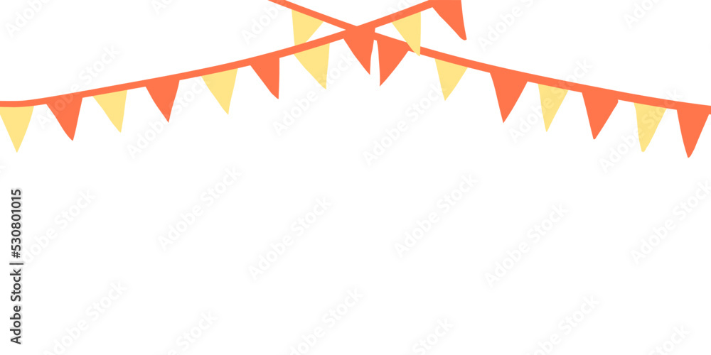 Fototapeta premium Cute holiday bunting, festive garland, paper flags interior decoration, celebration wall hanging. Vector illustration.