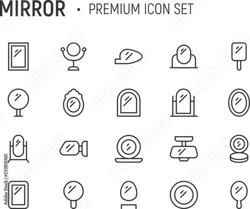 Editable vector pack of mirror line icons.