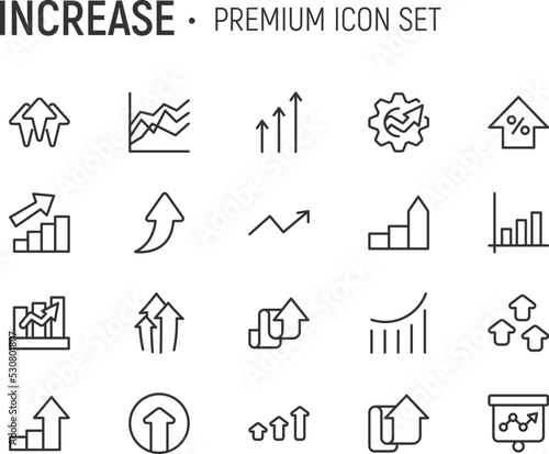 Editable vector pack of increase line icons.