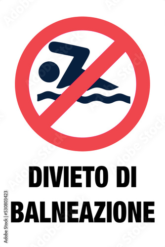 Cartello, Divieto di Balneazione, mare, spiaggia, cautela, bagnino, persone, nuoto photo