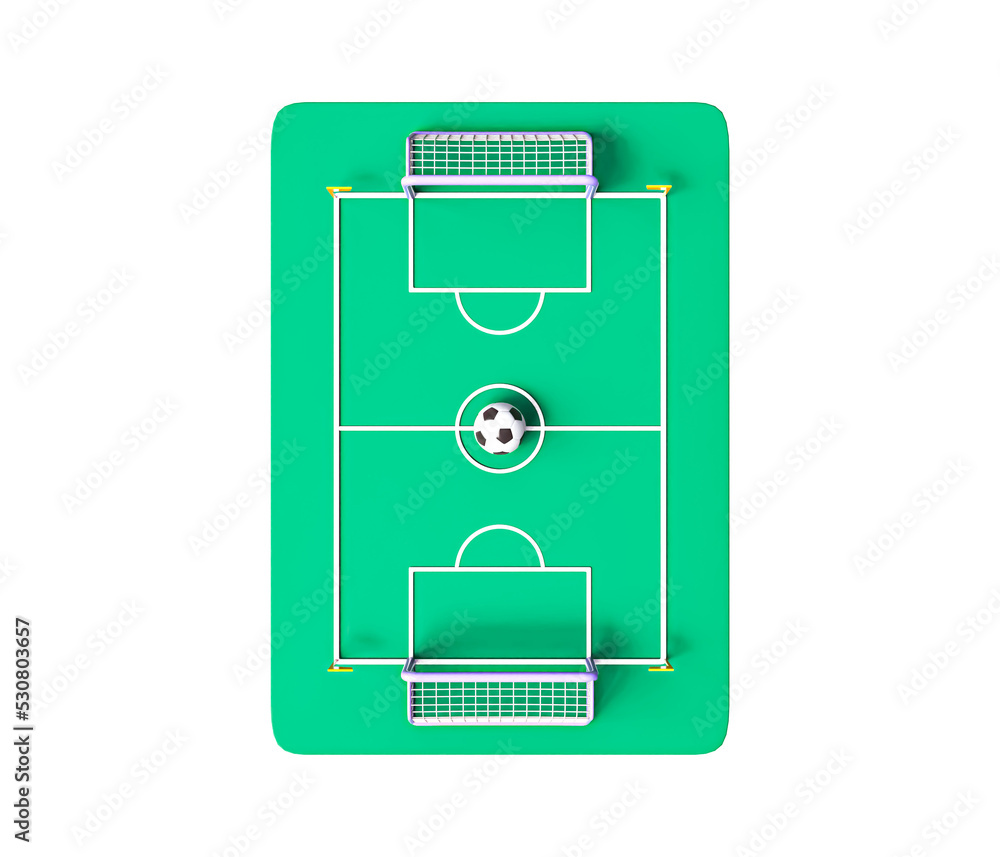 Football goal post 3d icon. Realistic soccer ball and goal bar icon