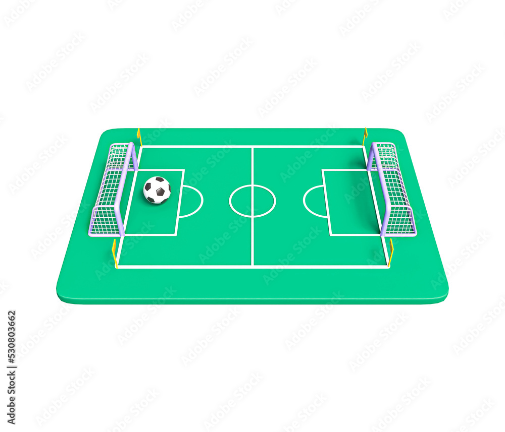 Football goal post 3d icon. Realistic soccer ball and goal bar icon